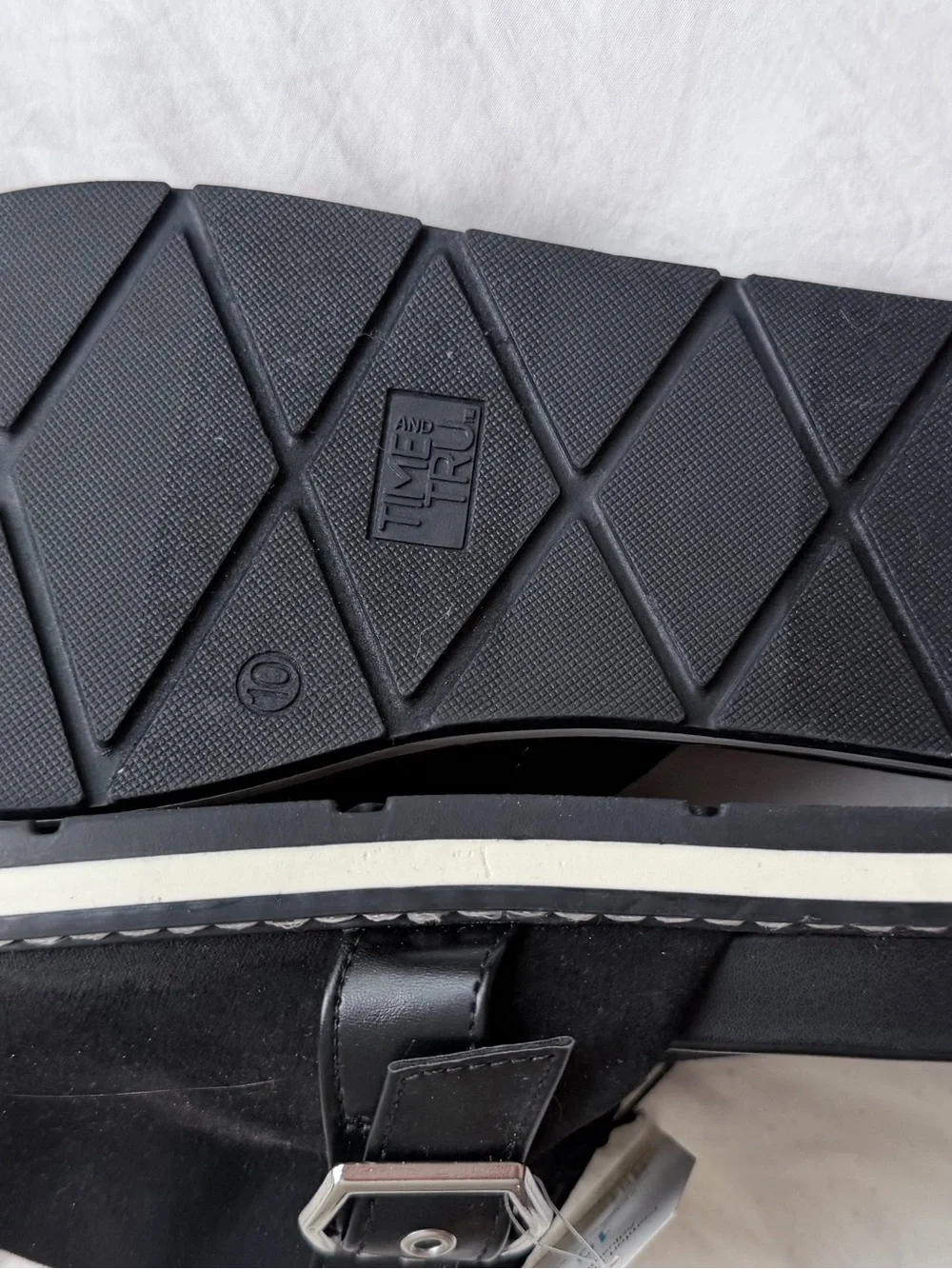 Time and Tru Black Buckle Slip-On Loafers